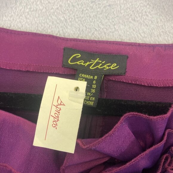 Cartise Cap Sleeve Tiered Blouse Womens 6 Evening Purple Flower Office Top NWT - Picture 5 of 12